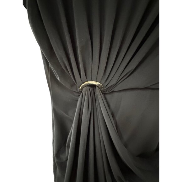 💰BOGO💰 New WHBM Black Long Cap Sleeve Dress with Gathered Side sz M - Picture 3 of 7